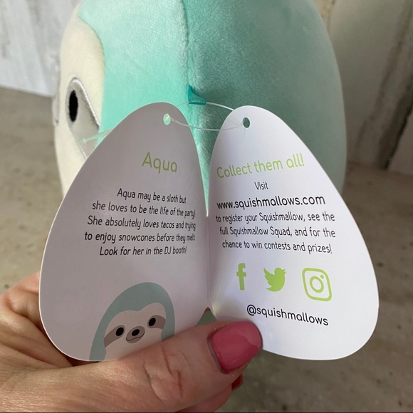 SLOTH “Aqua” Squishmallow Plush 7” NWT - Picture 6 of 8